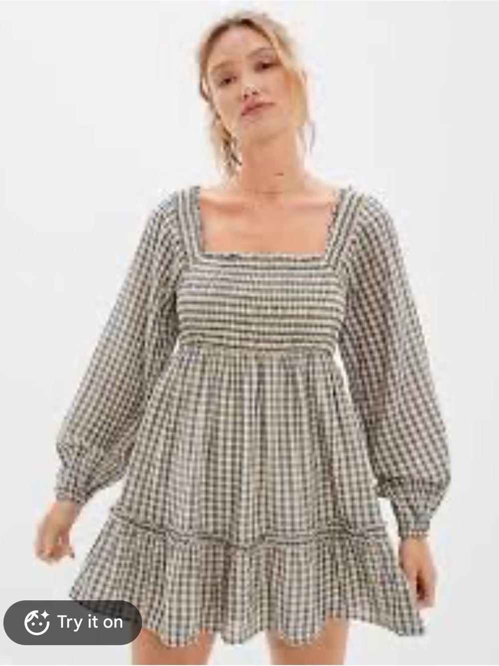 American Eagle Smocked Long Sleeve Baby Doll Mini Dress